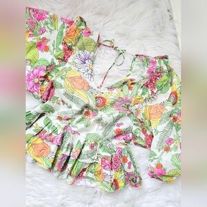 Mitzie Floral Print Ruffle Blouse